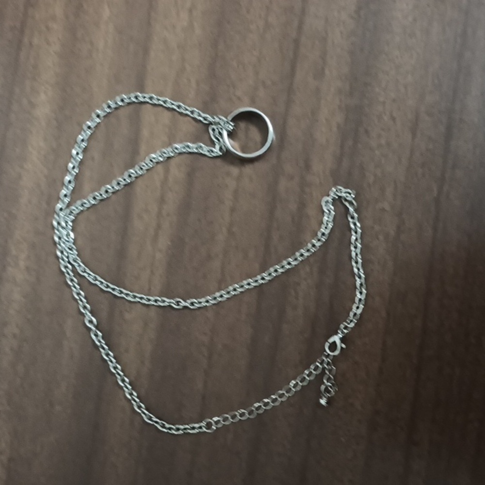 Silver The Necklace With Silver Tone Ring - Picture 2 of 3